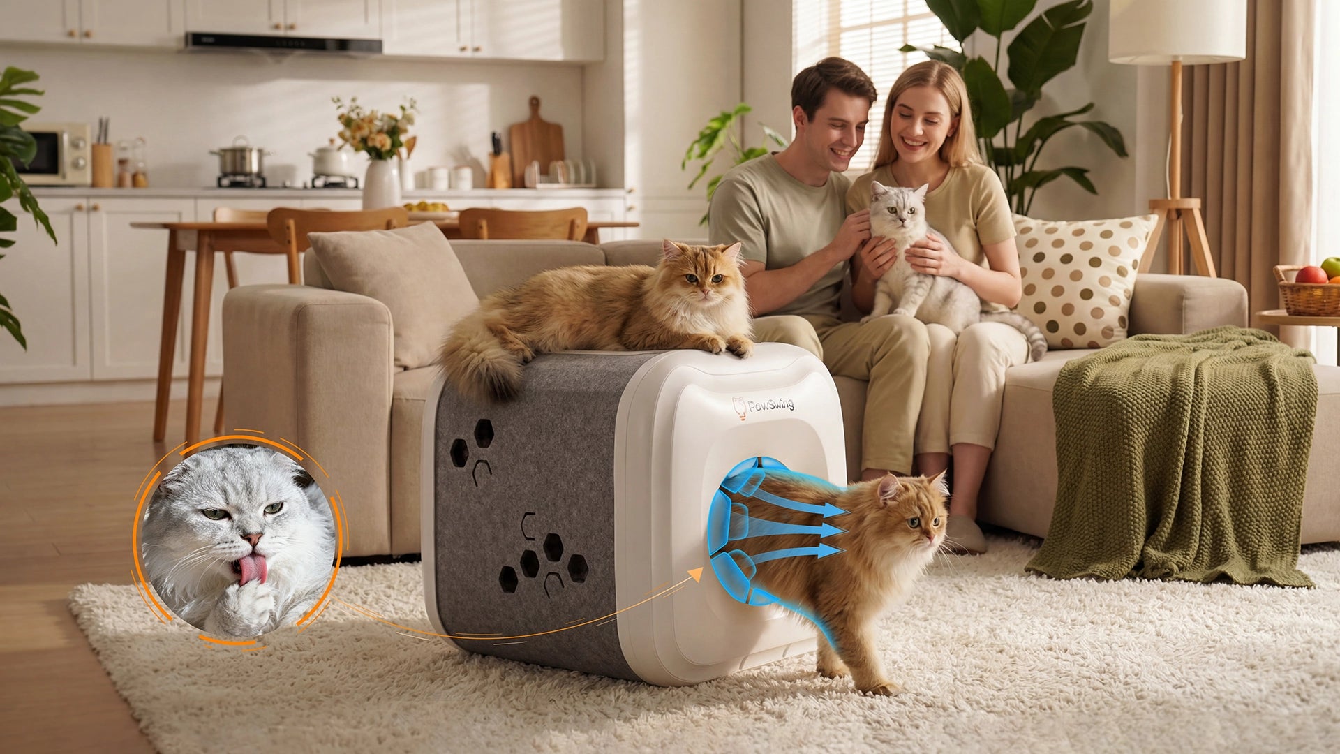 Kedi Sahipleri Dökülmeyi Nasıl Başa Çıkarır? PawSwing Kedi Bakım Evini Kullanmak