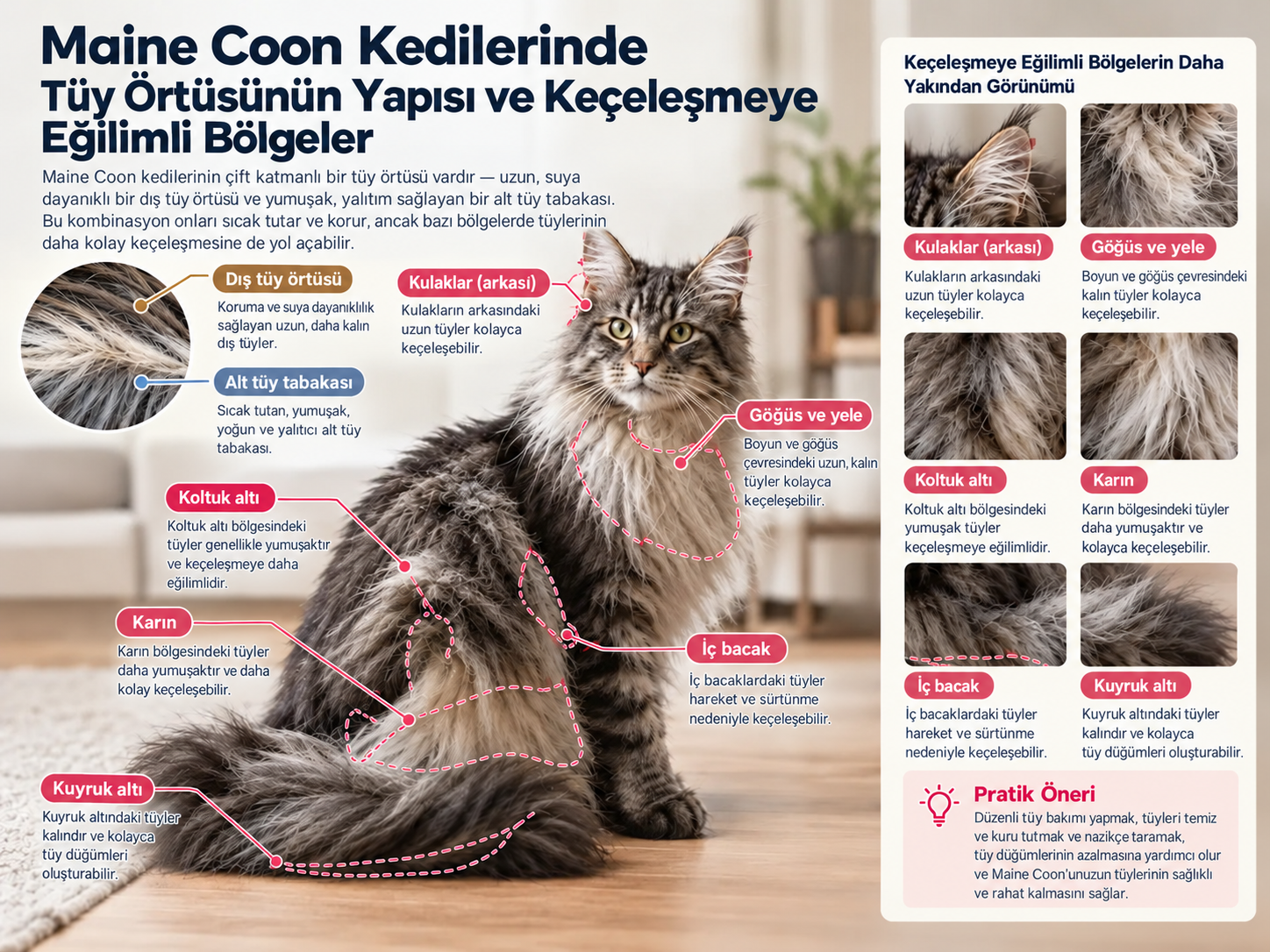 Maine Coon Bakımı: Tüy Dökülme ve Tüy Bakımı İçin Pratik Bir Kılavuz
