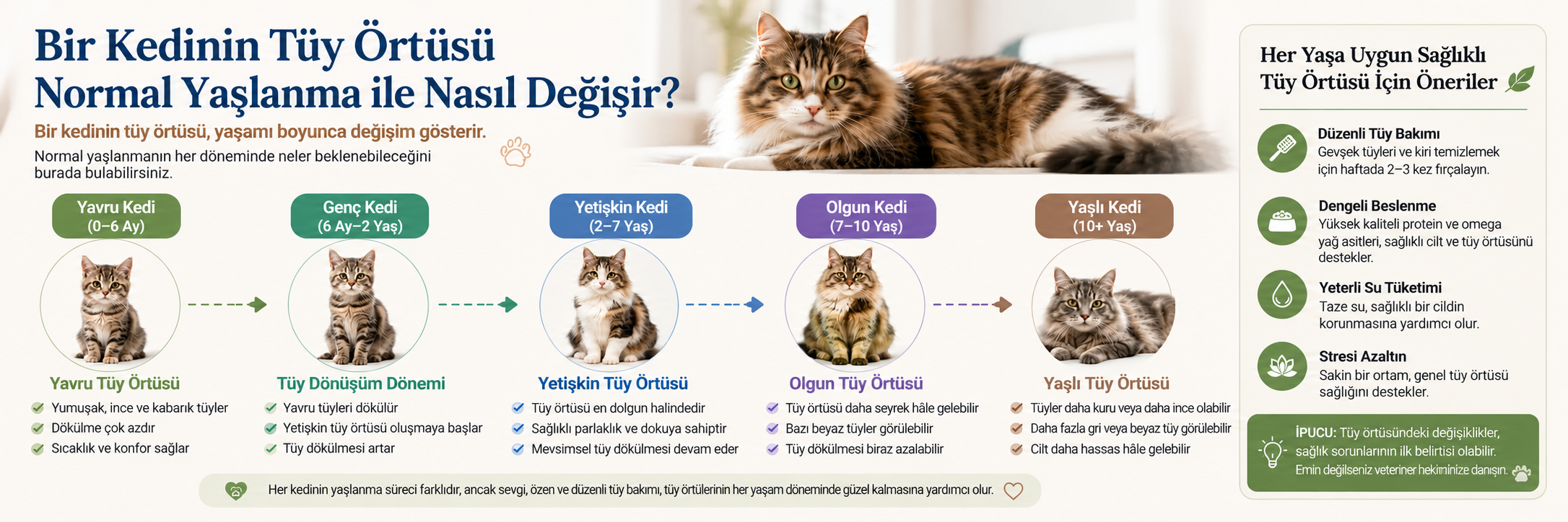 Bir Kedinin Tüyleri Normal Yaşlanmayla Nasıl Değişir?