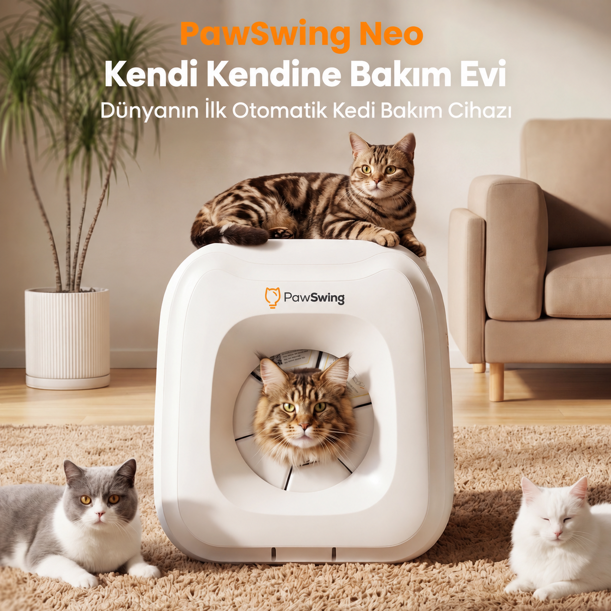 PawSwing Neo Plus büyük kedi bakım evi