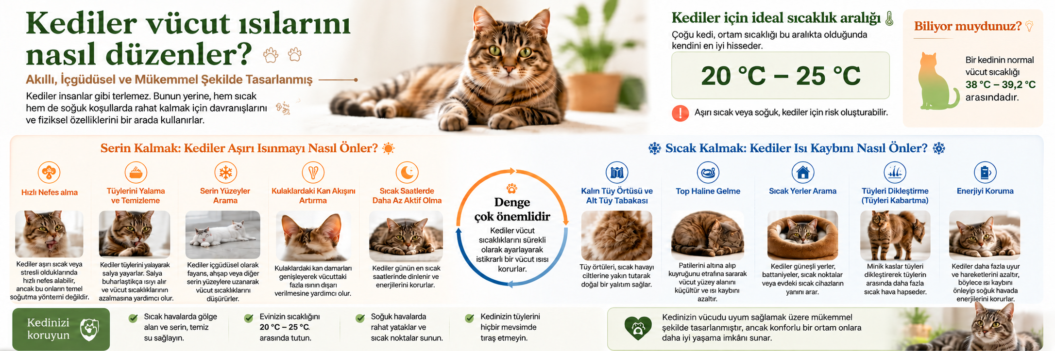 Kedilerin sıcak ve soğukta vücut ısılarını düzenleme yolları